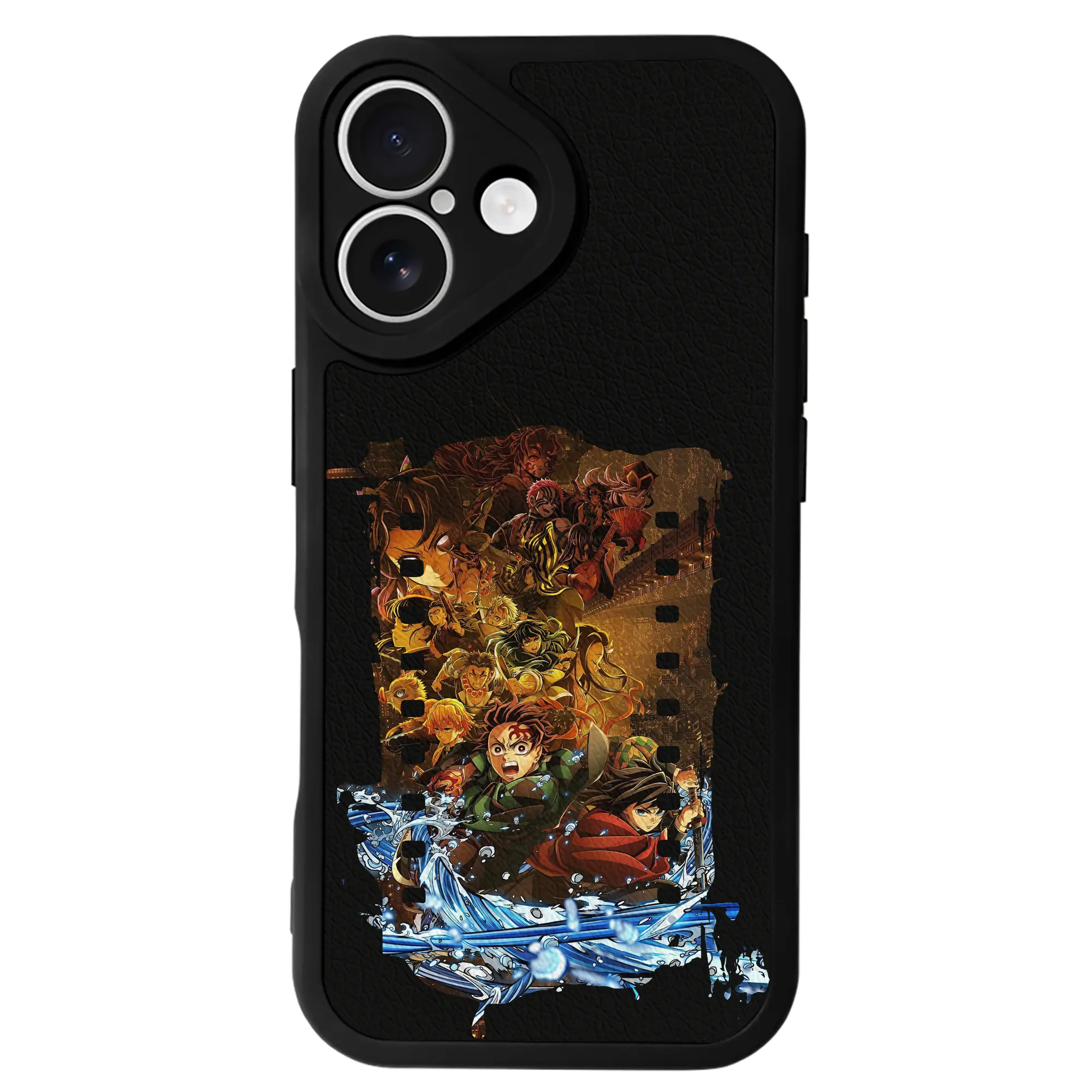 鬼滅の刃 グッズ,竈門 炭治郎 - IPhone 16シリーズ対応 ・ シリコンスマホケース ・ レザー調 ・ 高精度フィット ・ 耐衝撃 ・ ワイヤレス充電対応 ・ 精密カット